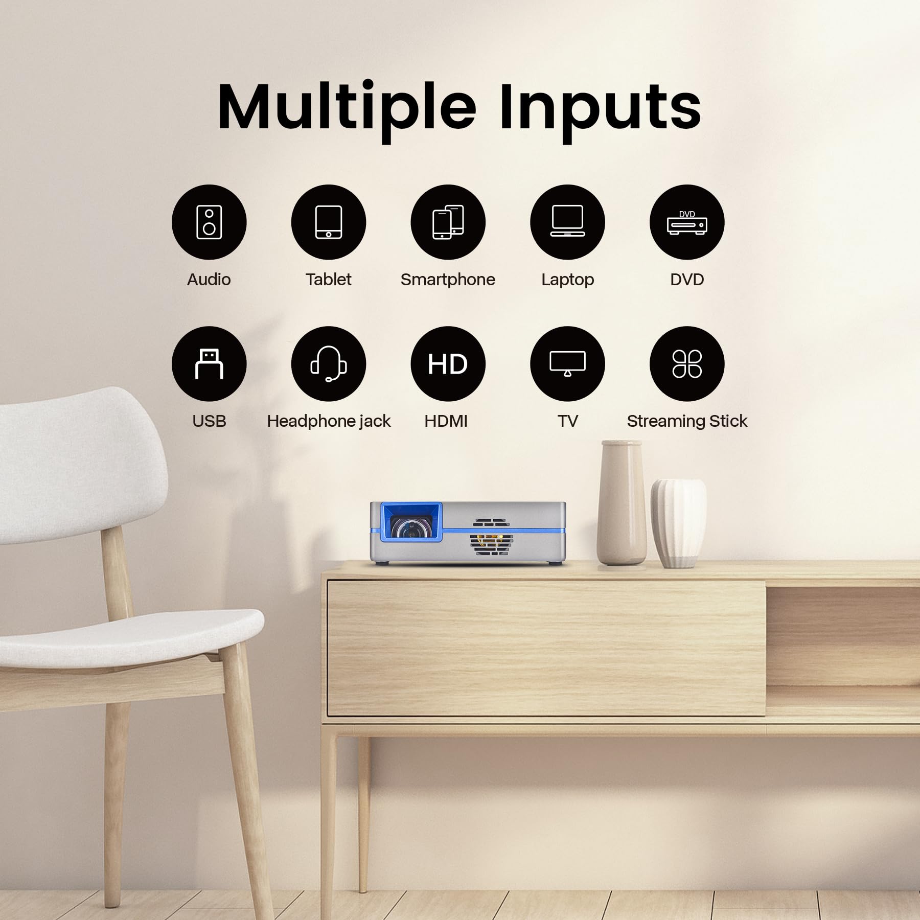 Short Throw Mini Projector Aaxa Slc450 True 1080P Portable 4K Support 5G Wifi Bluetooth 5.0 Rgb Leds Android Onboard For Art Tra